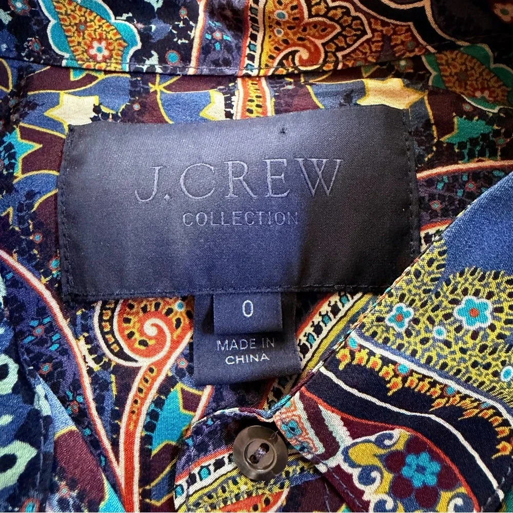 🌿 J.Crew Collection Silk Tunic Shirt – Paisley Boho Print – Size 0